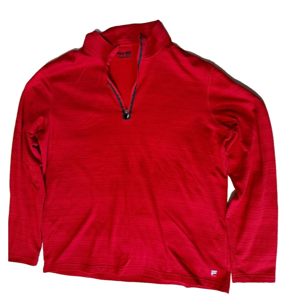 Fila Fleece 90s Vintage Half-Zip Pull Over, Red, Mens 2XL‎